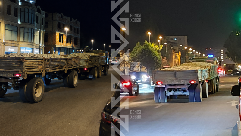 Gəncədə yük maşınlarından ətrafa toz və daş tökülür