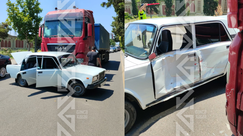 Gəncədə yük maşını VAZ-2107ni ortadan nişan aldı