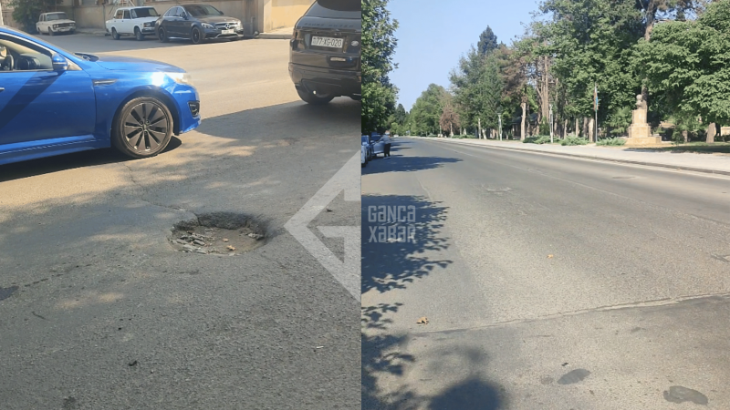 Gəncədə yol problemi: Çuxurlar sürücüləri çətin vəziyyətdə salır