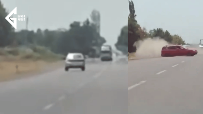 Sürücü qəza törətdi – Anbaan görüntülər