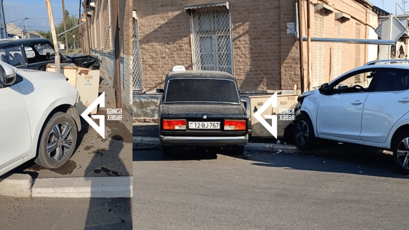Gəncədə avtomobillər qaz xəttinə çırpıldı
