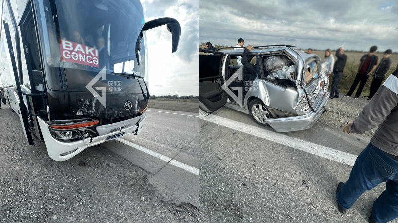 Bakı-Gəncə avtobusu Kürdəmirdə Mercedesə çırpıldı