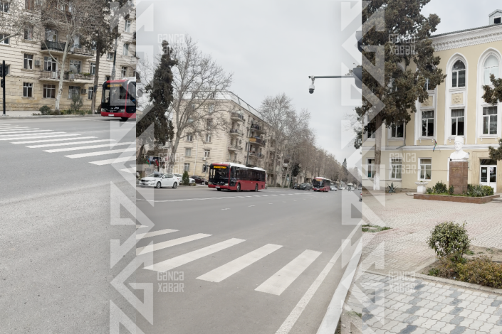 Gəncədə məktəb qarşısında TƏHLÜKƏ