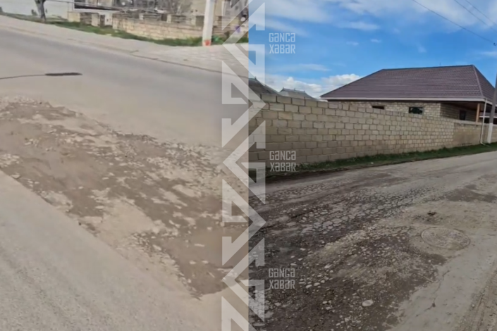 Gəncədə məktəbə aparan yolun vəziyyəti ACINACAQLIDIR