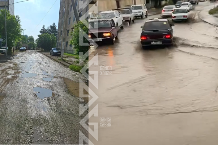 Yağış Gəncədəki problemləri ÜZƏ ÇIXARDI