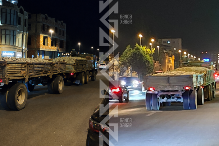 Gəncədə yük maşınlarından ətrafa toz və daş tökülür