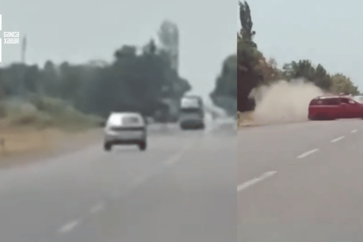 Sürücü qəza törətdi – Anbaan görüntülər