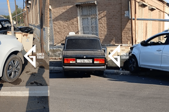 Gəncədə avtomobillər qaz xəttinə çırpıldı