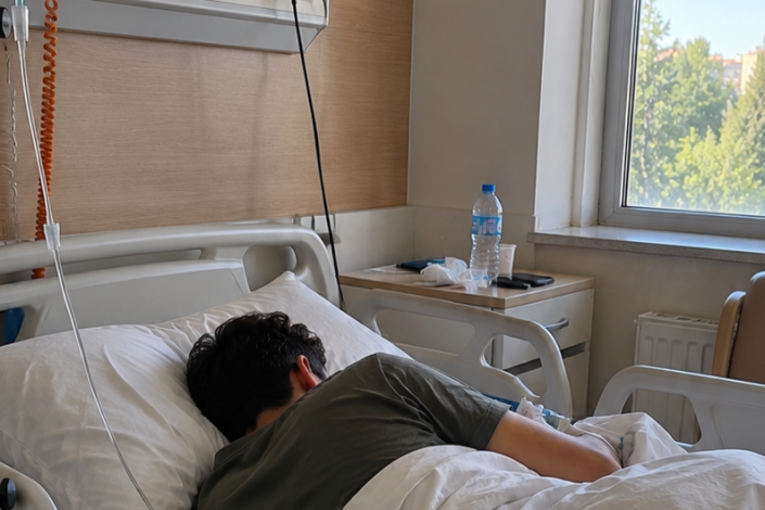Gəncədə yıxılan oğlanı dəmir deşdi, vəziyyəti ağırdır