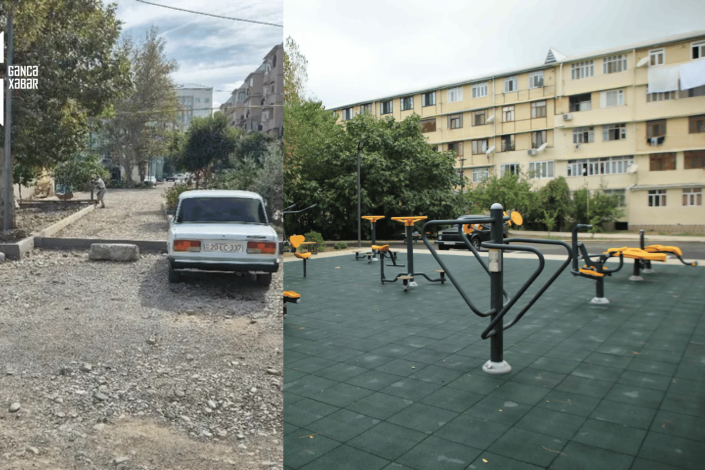 Bir həyət, iki mənzərə: Gəncədə abadlıq işləri yarımçıq qalıb