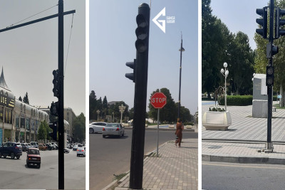Gəncənin Nizami küçəsi: 3 yeni işıqfor quraşdırılıb