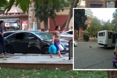 Gəncə: minik maşını avtobusu vurub