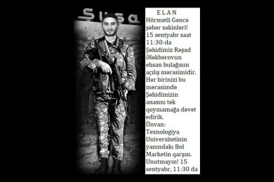 Gəncədə yeni inşa edilən şəhid bulağının açılışı olacaq