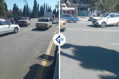 Gəncədə "Hyundai" və "Mercedes" markalı minik avtomobilləri toqquşublar