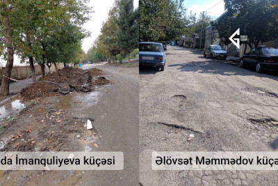 Gəncədə iki küçə: birində asfalt yoxdur, ikincisi bərpa olunmayıb