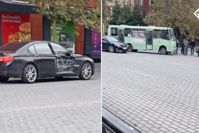 Gəncədə avtobus və "BMW" markalı avtomobil toqquşub