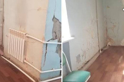 Gəncə: uşaq poliklinikası yerləşən binada çatlar əmələ gəlib