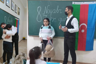 Gəncədə Vətən müharibəsi qazisi və şagird görüşüblər