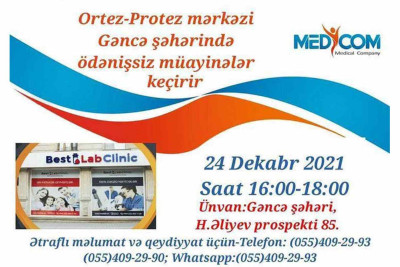 Gəncədə Ortez-protez mərkəzi ödənişsiz müayinə həyata keçirir