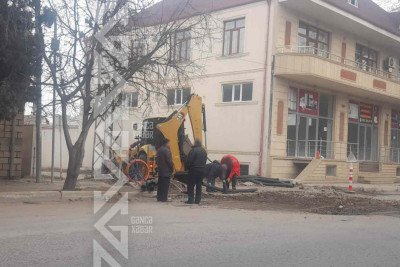 Gəncənin Oğuz küçəsində elektrik nəqilləri dəyişdirilir