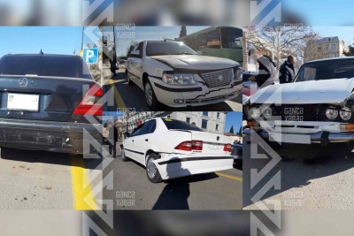 Gəncədə "Gold Əminə Hipermarket"in yanında zəncirvari qəza