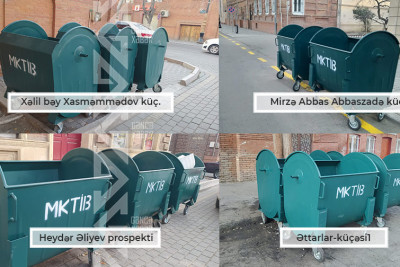 Gəncənin bir sıra küçələrində tullantı qabları yenilənib