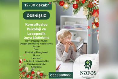Ödənişsiz psixoloji və loqopedik konsultasiyalar aparılır