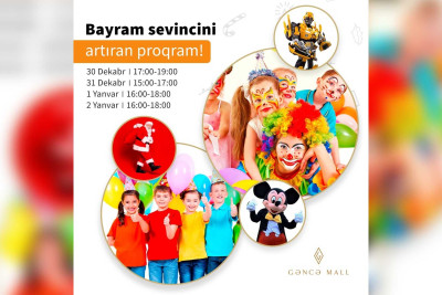Bayram günlərində uşaqlar üçün əyləncə proqramları olacaq
