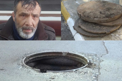 Polis kanalizasiya qapaqlarını oğurlayan şəxsi saxlayıb