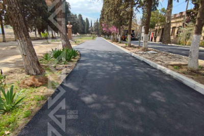 Gəncədə yollara asfalt çəkilir