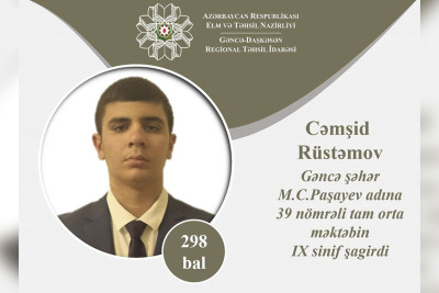 39 nömrəli tam orta məktəbin şagirdi imtahanda yüksək bal yığıb