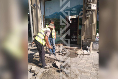 Çökmüş səki bərpa olunub