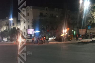 Şəhərin mərkəzində qazılmış hissəyə yamaq vurulub