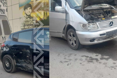 Dönmə əməliyyatını yanlış edən avtomobil qəzaya uğrayıb