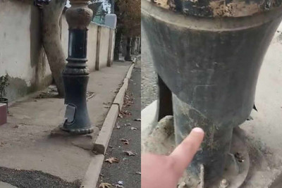 Sakinlər qəzalı dirəyin aşmasından ehtiyat edirlər