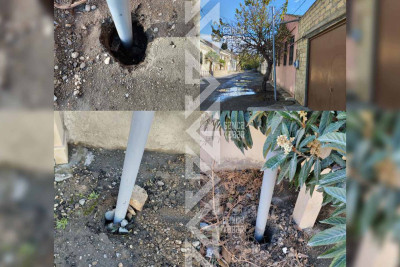 Yeni quraşdırılmış dirəklər qəzalı vəziyyətdədir