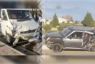 Minik maşını ilə mikroavtobus toqquşub: xəsarət alanlar var