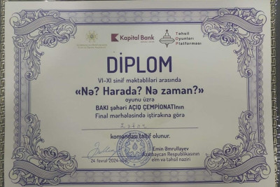 Şagirdlər "Nə? Harada? Nə zaman? " oyununda iştirak ediblər