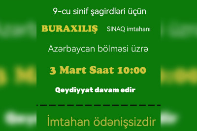 9-cu sinif şagirdləri pulsuz sınaq imtahanı verə bilərlər