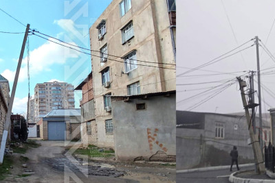 Şəhərin iki yerində dirəklər əyilib