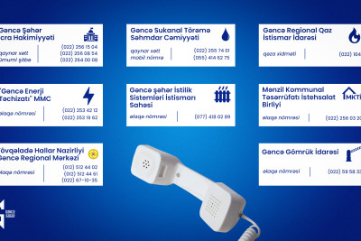 Şəhərimizdə fəaliyyət göstərən qurumların əlaqə nömrələri