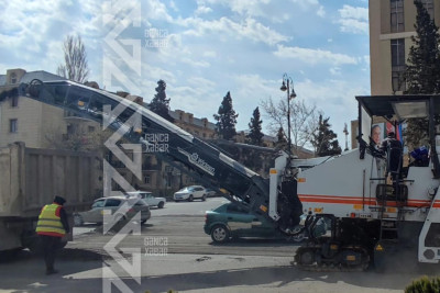 Şəhərin mərkəzində təmir işləri aparılır