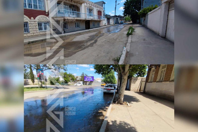 Şəfi bəy Rüstəmbəyli küçəsində yeraltı su xətti partlayıb