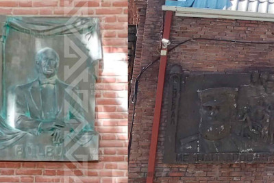 İki şəxsiyyətin barelyefi baxımsız qalıb