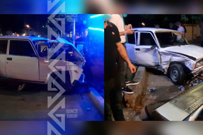 Qəza nəticəsində avtomobil iaşə obyektinə çarpılıb