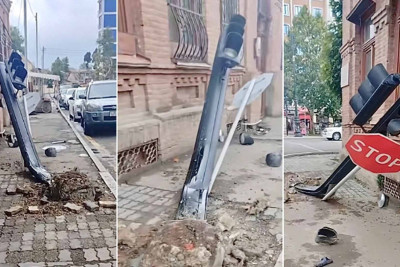 İşıqfor və yol nişanı yararsız haldadır