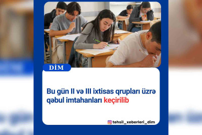 Məzunlar imtahan veriblər
