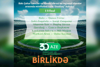 Minifutbol üzrə “Dostluq”kubokunun 1/8 finalı olacaq