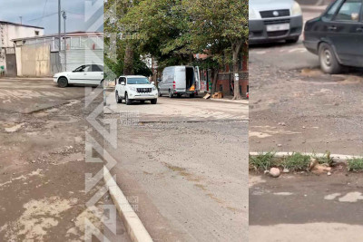 Kəsişmələrin birində yolda çöküntülər yaranıb