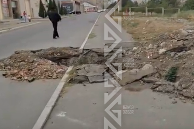 Məktəbin yaxınlığında səki qazılıb: şagirdlərin həyatı təhlükədə